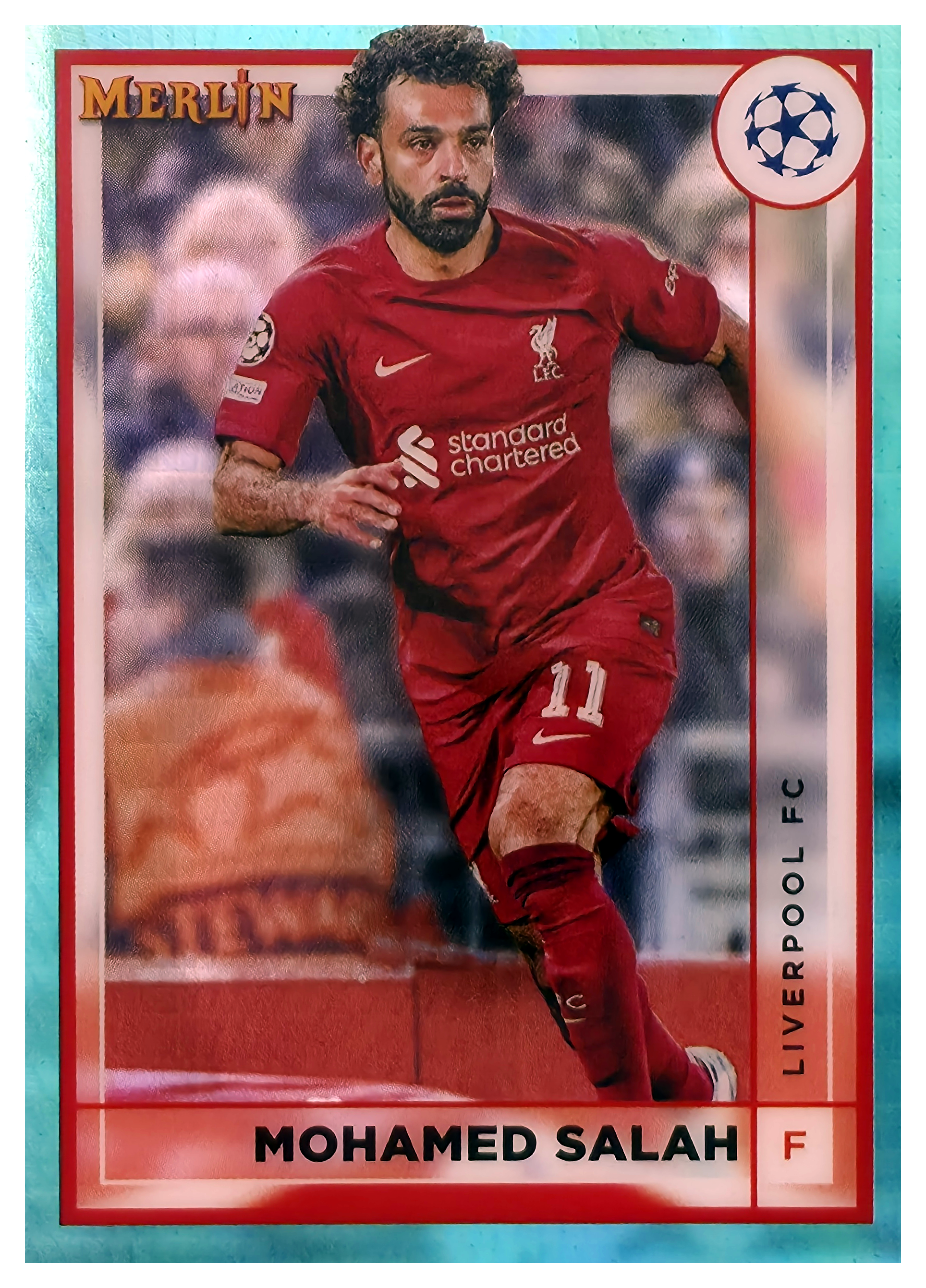 Mohamed Salah - Topps Merlin Chrome UEFA Club Competitions Base Set 2022-23, Nr. 88 – Aqua Prism Refractor (Art.-Nr. SG106395)
