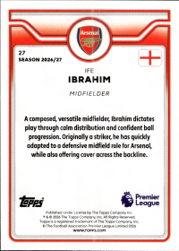 Ife Ibrahim - Topps Flagship Premier League Base Set 2026-27, Nr. 27 – Rookie Card