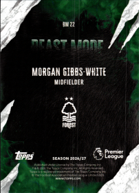 Morgan Gibbs-White - Topps Flagship Premier League Beast Mode 2026-27, Nr. BM 22 – Insert