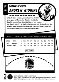 Andrew Wiggins - Panini Hoops Base Set 2021-22, Nr. 38