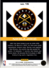 Nikola Jokić - Panini Recon Base Set 2021-22, Nr. 15