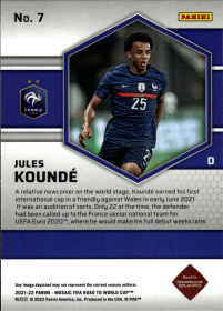 Jules Koundé - Panini Mosaic FIFA Road to World Cup Base Set 2021-22, Nr. 7