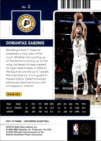 Domantas Sabonis - Panini Contenders Season Ticket 2021-22, Nr. 2