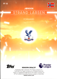 Jørgen Strand Larsen - Topps Flagship Premier League Flying the Flag 2026-27, Nr. FF 12 – Insert