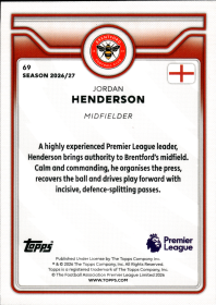 Jordan Henderson - Topps Flagship Premier League Base Set 2026-27, Nr. 69