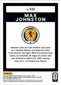 Max Johnston - Panini Donruss FIFA Road to World Cup Rated Rookie 2025-26, Nr. 233 – Rookie Card