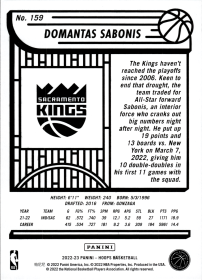 Domantas Sabonis - Panini Hoops Base Set 2022-23, Nr. 159