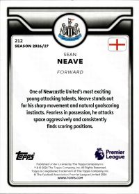 Sean Neave - Topps Flagship Premier League Base Set 2026-27, Nr. 212 – Rookie Card