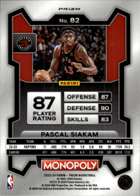 Pascal Siakam - Panini Prizm Monopoly Base Set 2023-24, Nr. 82 – Purple Wave