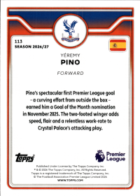 Yéremy Pino - Topps Flagship Premier League Base Set 2026-27, Nr. 113