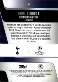 Xavi Simons - Topps Chrome UEFA Club Competitions Base Set 2025-26, Nr. 85