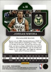 Jordan Nwora - Panini Prizm Base Set 2021-22, Nr. 80
