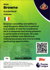 Alan Browne - Topps Match Attax Premier League Base Set 2025-26, Nr. 351 – Rookie Card