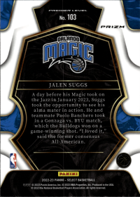 Jalen Suggs - Panini Select Premier Level 2022-23, Nr. 103 – Silver