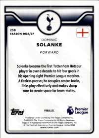 Dominic Solanke - Topps Flagship Premier League Base Set 2026-27, Nr. 258 – Premier League Parallel