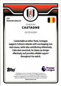Timothy Castagne - Topps Flagship Premier League Base Set 2026-27, Nr. 137