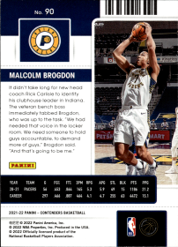 Malcolm Brogdon - Panini Contenders Season Ticket 2021-22, Nr. 90