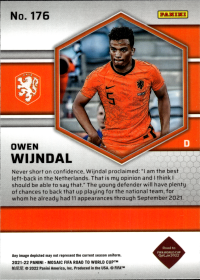 Owen Wijndal - Panini Mosaic FIFA Road to World Cup Base Set 2021-22, Nr. 176 – Rookie Card