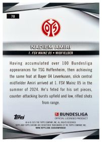 Nadiem Amiri - Topps Chrome Bundesliga Base Set 2024-25, Nr. 70 – Nummeriert, Aqua Refractor