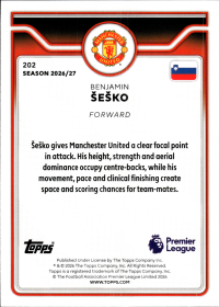Benjamin Šeško - Topps Flagship Premier League Base Set 2026-27, Nr. 202