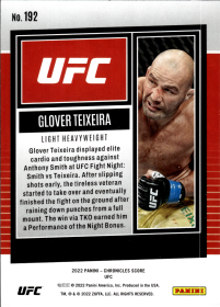 Glover Teixeira - Panini Chronicles UFC Score 2022, Nr. 192