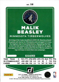 Malik Beasley - Panini Donruss Base Set 2021-22, Nr. 58