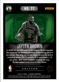 Jaylen Brown - Panini Illusions Base Set 2020-21, Nr. 77 – Trophy Collection Pink