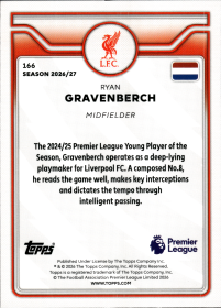 Ryan Gravenberch - Topps Flagship Premier League Base Set 2026-27, Nr. 166