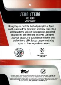 Sean Steur - Topps UEFA Club Competitions Base Set 2025-26, Nr. 43 – Rookie Card, Diamante