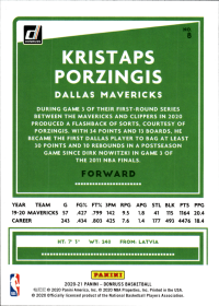 Kristaps Porzingis - Panini Donruss Base Set 2020-21, Nr. 8