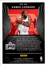Kawhi Leonard - Panini Illusions Base Set 2021-22, Nr. 102