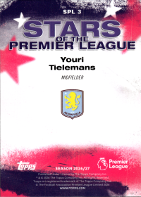 Youri Tielemans - Topps Flagship Premier League Stars of the Premier League 2026-27, Nr. SPL 3 – Insert