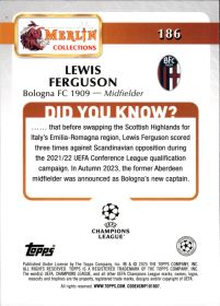 Lewis Ferguson - Topps Merlin Chrome UEFA Club Competitions Base Set 2024-25, Nr. 186
