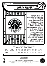 Corey Kispert - Panini Hoops Base Set 2022-23, Nr. 116