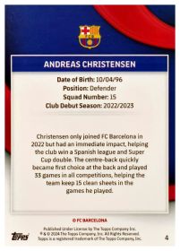 Andreas Christensen - Topps FC Barcelona Team Set First Team 2023-24, Nr. 4 – Nummeriert, Blue