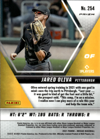 Jared Oliva - Panini Mosaic Base Set 2021, Nr. 254 – Rookie Card, Reactive Red