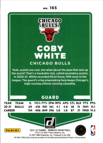 Coby White - Panini Donruss Base Set 2021-22, Nr. 165