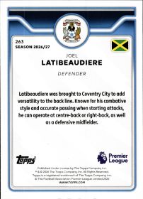 Joel Latibeaudiere - Topps Flagship Premier League Base Set 2026-27, Nr. 263 – Rookie Card