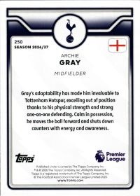 Archie Gray - Topps Flagship Premier League Base Set 2026-27, Nr. 250