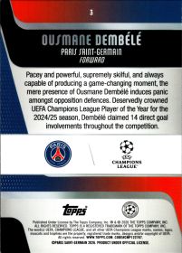 Ousmane Dembélé - Topps UEFA Club Competitions Star of the Match 2025-26, Nr. 3 – Insert