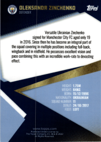 Oleksandr Zinchenko - Topps Manchester City Team Set Base Set 2021-22