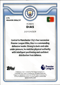Rúben Dias - Topps Flagship Premier League Base Set 2026-27, Nr. 176