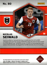 Nicolas Seiwald - Panini Mosaic FIFA Road to World Cup Base Set 2021-22, Nr. 80 – Rookie Card