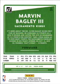 Marvin Bagley III - Panini Donruss Base Set 2020-21, Nr. 24