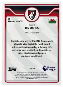 David Brooks - Topps Flagship Premier League Base Set 2026-27, Nr. 55 – Nummeriert, Red Mini Diamond Parallel
