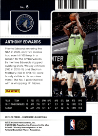 Anthony Edwards - Panini Contenders Season Ticket 2021-22, Nr. 5