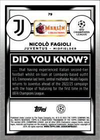 Nicolò Fagioli - Topps Merlin Chrome UEFA Club Competitions Base Set 2022-23, Nr. 79 – Rookie Card