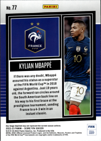 Kylian Mbappé - Panini Score FIFA Base Set 2022-23, Nr. 77