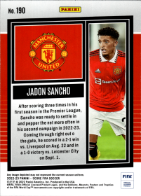 Jadon Sancho - Panini Score FIFA Base Set 2022-23, Nr. 190