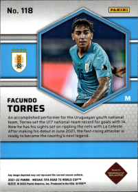 Facundo Torres - Panini Mosaic FIFA Road to World Cup Base Set 2021-22, Nr. 118 – Rookie Card